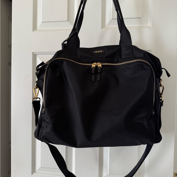 Tumi Dara Black With Gold Trim Duffle Bag EC - Picture 2 of 8